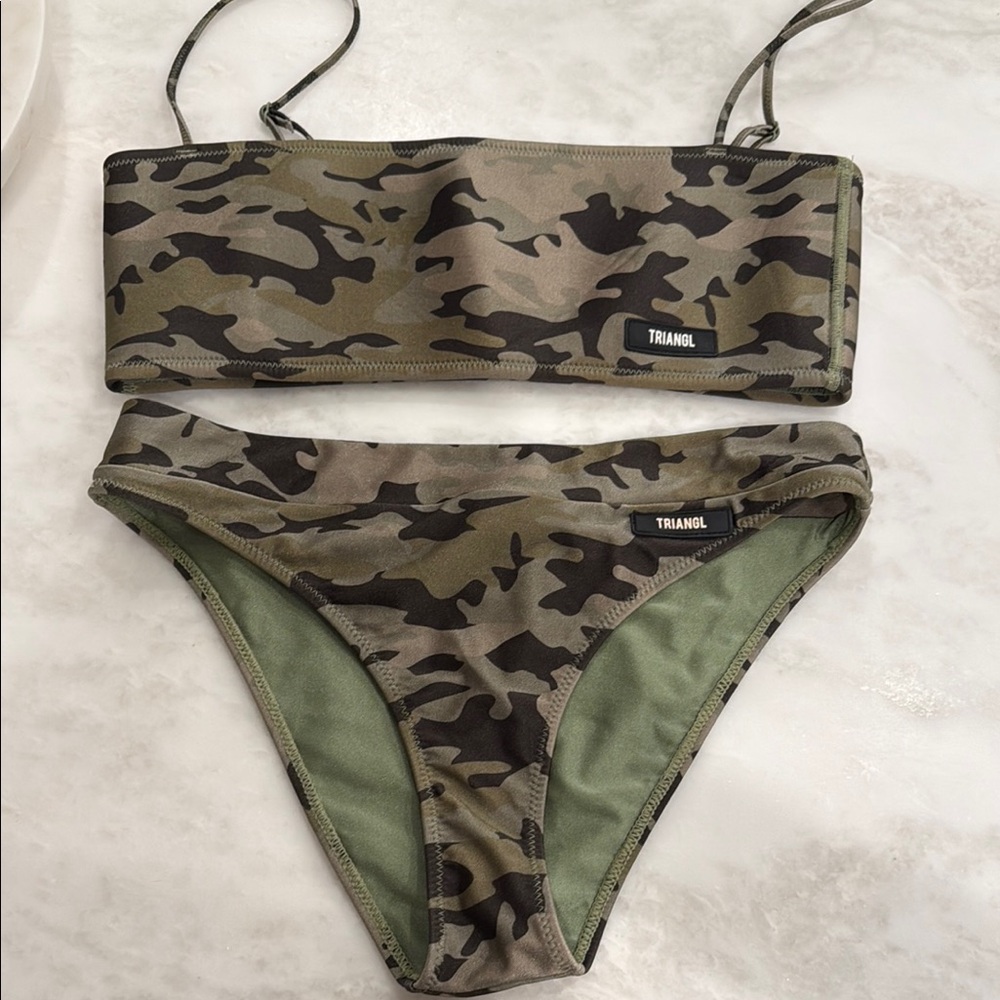 triangl swimwear Camouflage Bikini Set With Bag